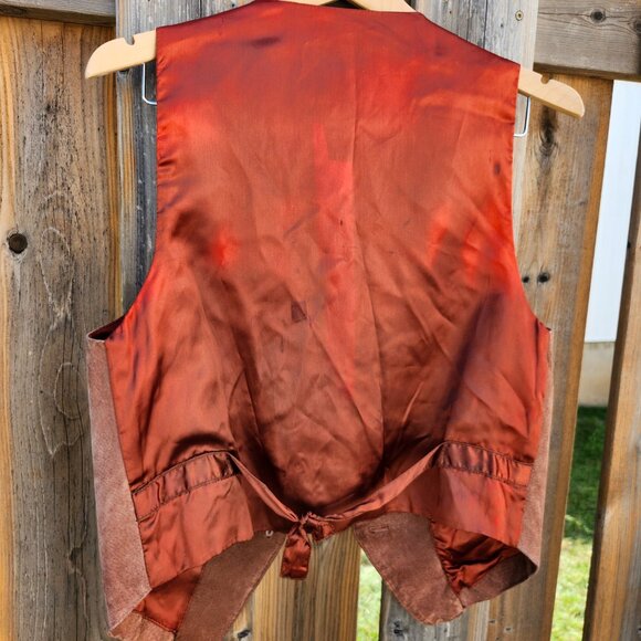 VINTAGE CAVIAR Leather Fringe Tassel Vest Women's Size Small Western Wear Brown - Picture 5 of 8